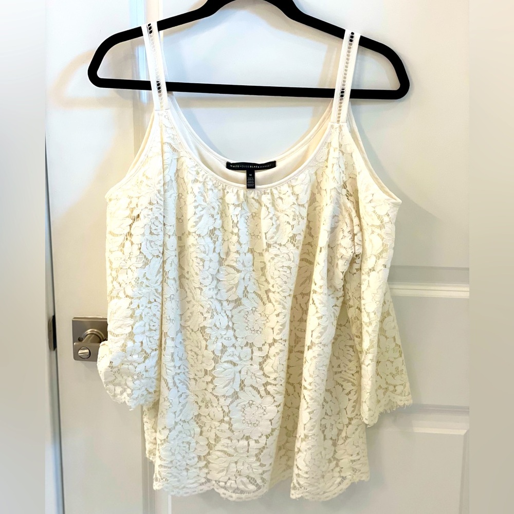 WHBM Lace lined Cold Shoulder Size M Top